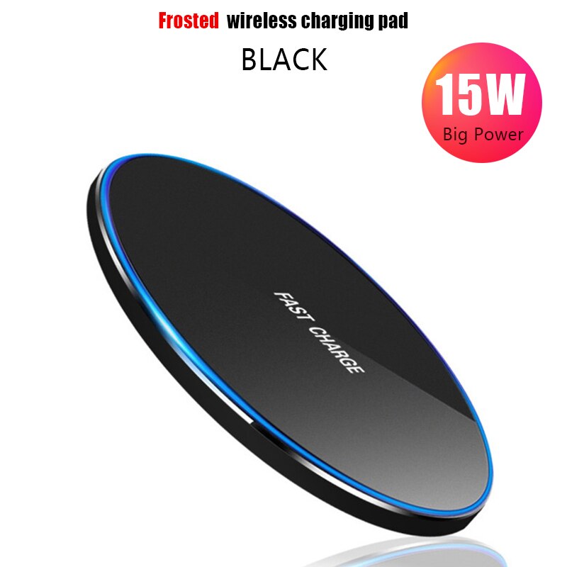 Dock di ricarica rapida in vetro metallico per caricabatterie Wireless Qi 15W per iPhone Samsung S20 S10 nota 10 ricarica rapida Super Wireless Huawei: 15W Frosted Black