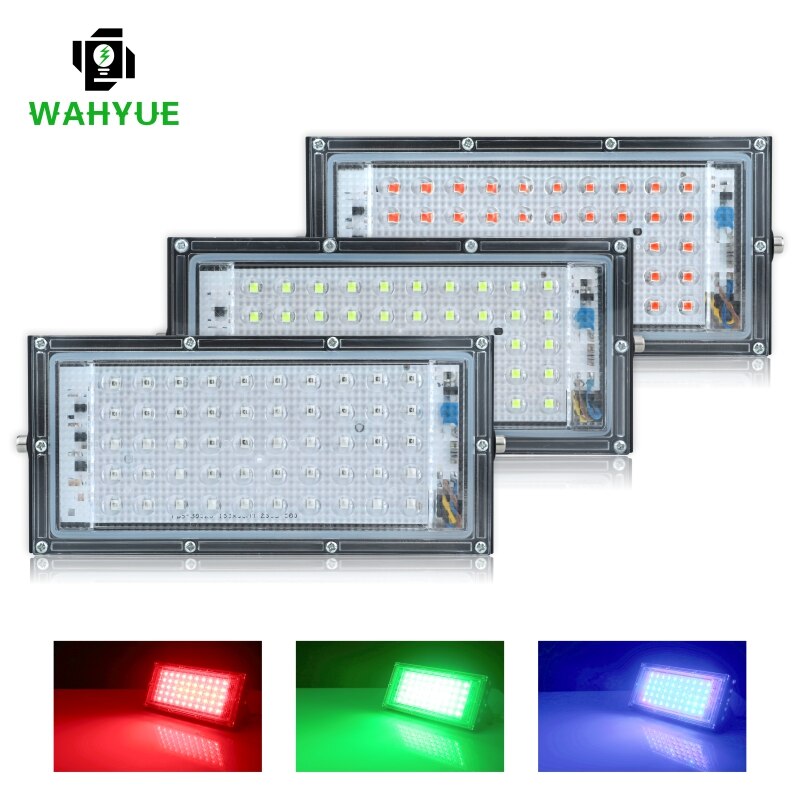50W LED RGB Flood Light Lamp AC 220V Outdoor Floodlight IP65 Waterproof Reflector Led Spotlight Red Green Blue Garden Lighting