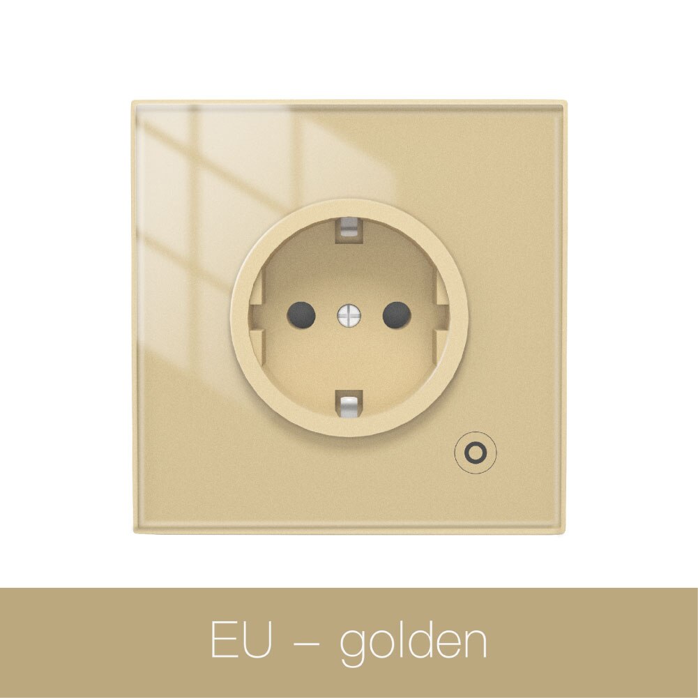 Wifi Tuya Smart Stopcontact Glas Panel Outlet Power Monitor Touch Plug Relais Status Licht Modus Verstelbare Smart Leven App alexa: EU Golden