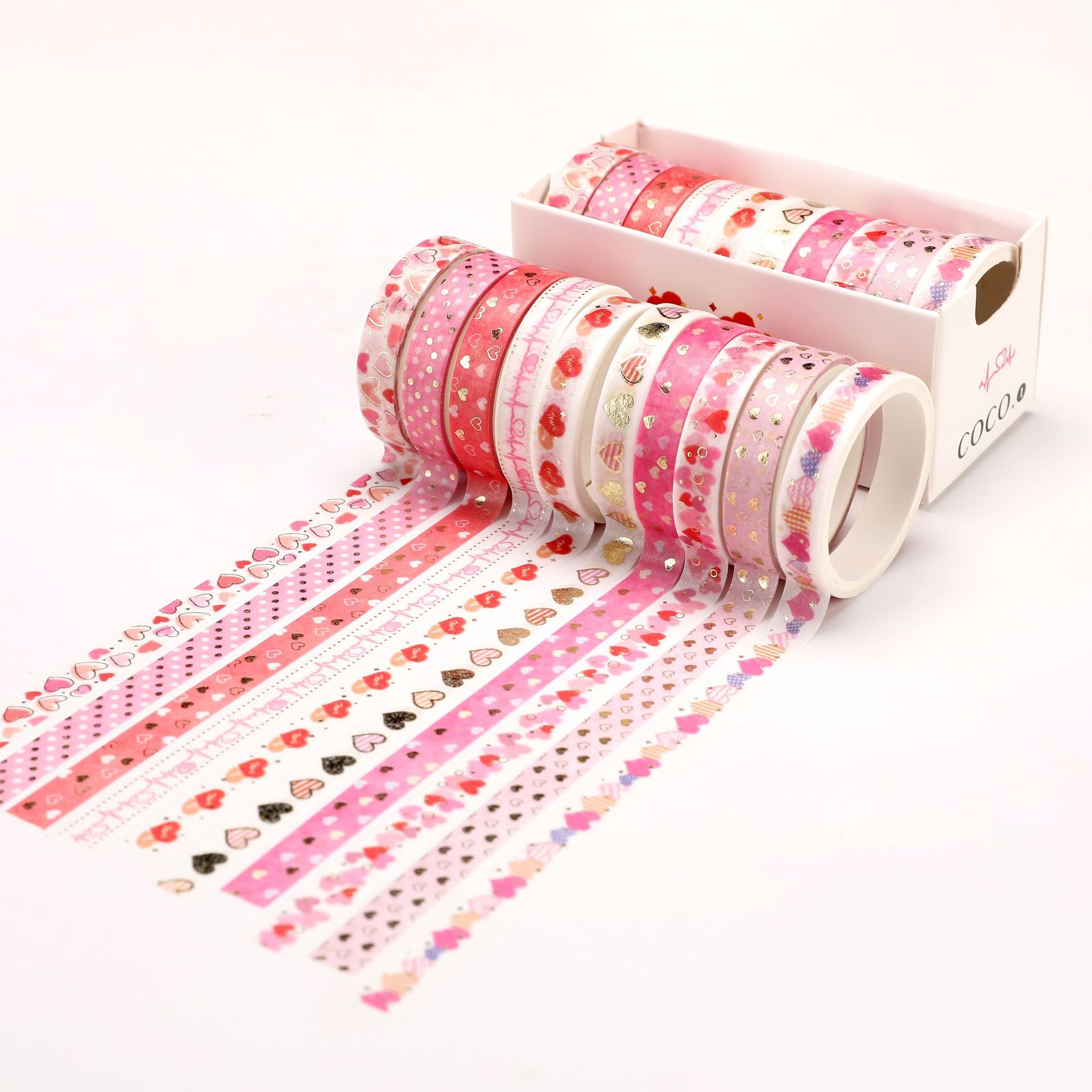 10 pcs cute cat dog Gold Foil Washi Tape set flower Adhesive Tape DIY Scrapbooking Sticker Label Masking tape: LOVE