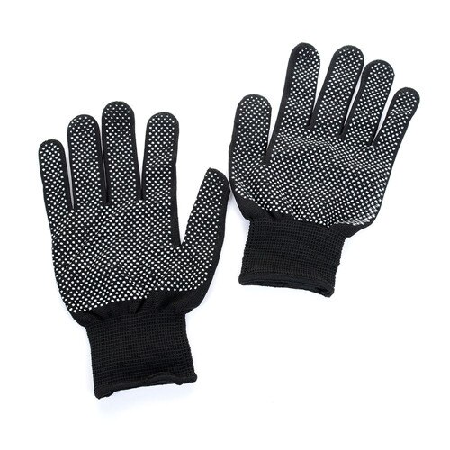 Guantes de protección resistentes al calor, 2 uds., para estilizar el cabello, para rizar el pelo, de hierro plano, guantes de trabajo, guantes de seguridad de , anticortes: Black