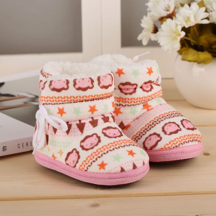 Botas gruesas de terciopelo para bebé, zapatos para primeros pasos de fondo suave, zapatos para niños recién nacidos, zapatos para bebés, zapatos para niños y niñas, suela blanda para invierno: Pink Boots / 19-24 meses