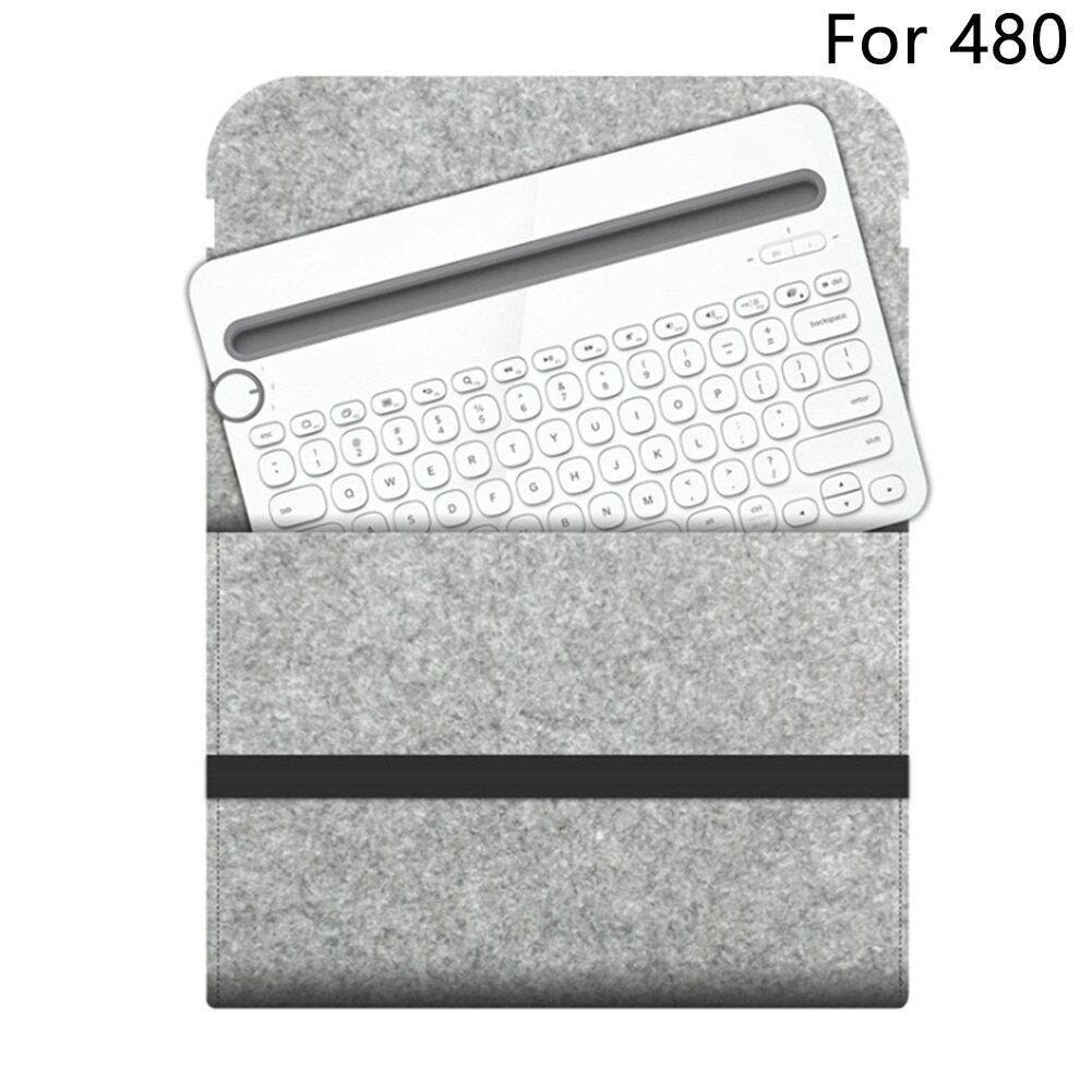 Fleksibelt tastaturpose beskyttende cover bæretaske tilbehør filt anti shock kompakt rejse bærbar til logitech  k380: Lysegrå til 480