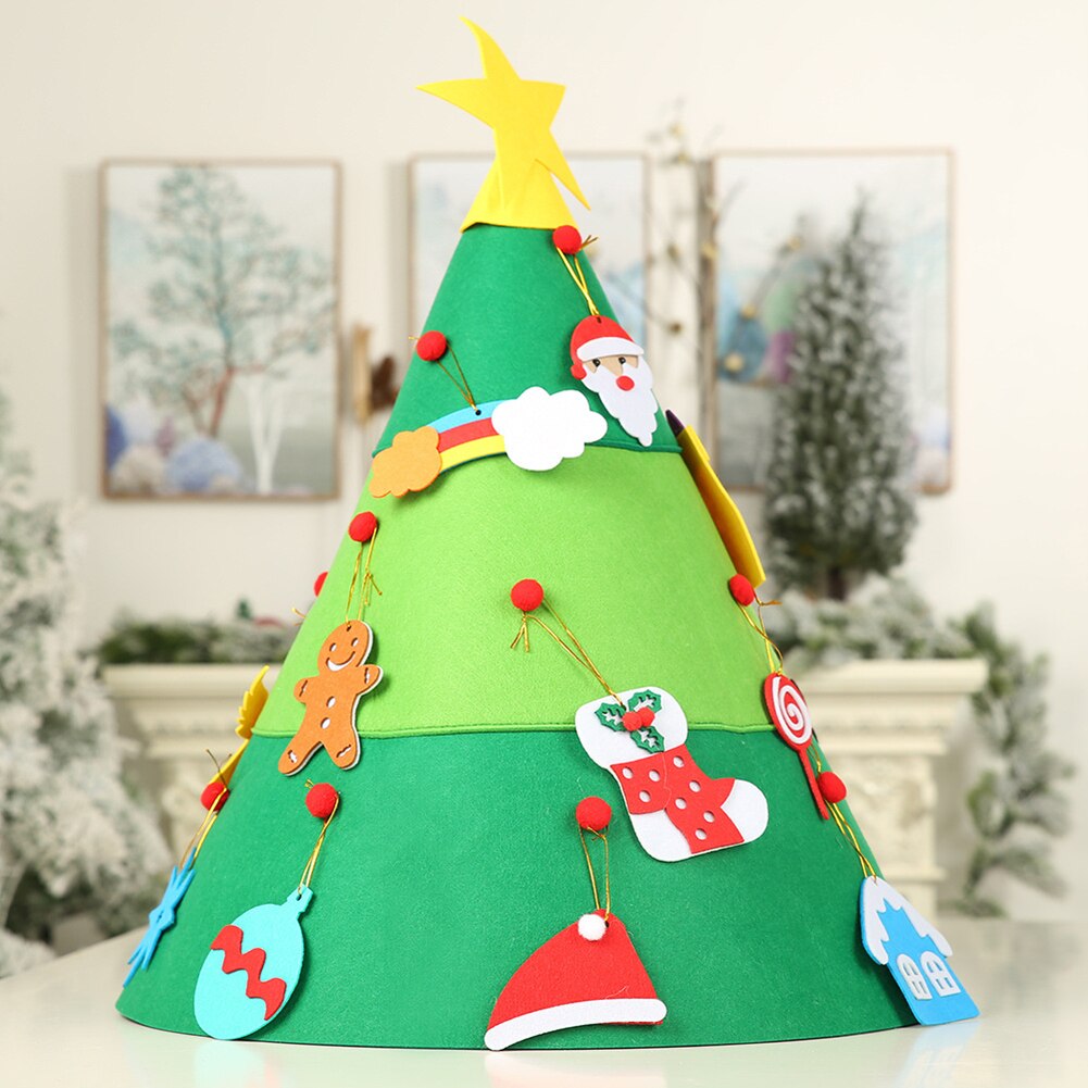 3D bricolage feutre arbre de noël avec éclairage maison décoration de noël enfant de noël jouets nouvel an Navidad décorations de noël