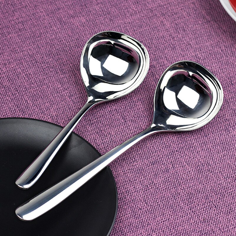 Stainless Steel Soup Spoon Round Large Coffee Dessert Spoons Kitchen Utensils Long Handle Spoons