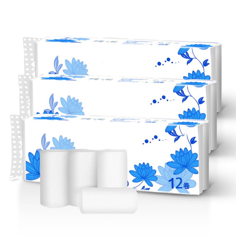 12 Rolls 4-Ply Toilet Paper Ultra Soft Wood Pulp Strong Household Bath Tissues