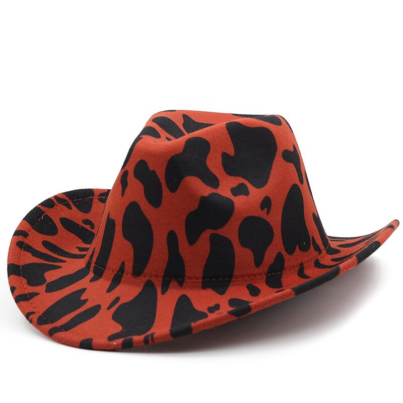 Chapéu de vaqueiro ocidental dos homens da moda padrão de vaca cowgril panamá aba larga bonés de jazz do vintage cavalheiro chapéu de feltro gorras hombre: caramel colour