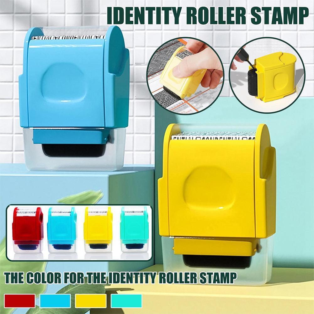 Roller Self Inking Stock Stamp Seal Theft Code Guard Your ID Confidentiality Confidential Seal Office File Stamp Tool Refill Ink
