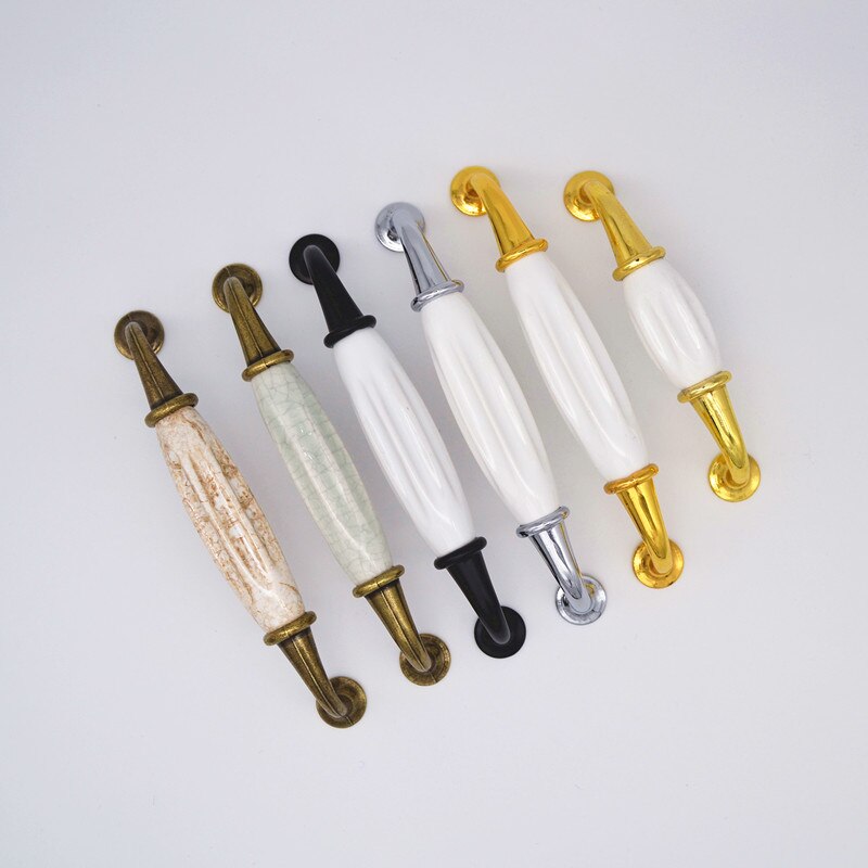 White Ceramic Furniture Handles Drawer Pulls Closet Handle Kitchen Cabinet Handles Gold