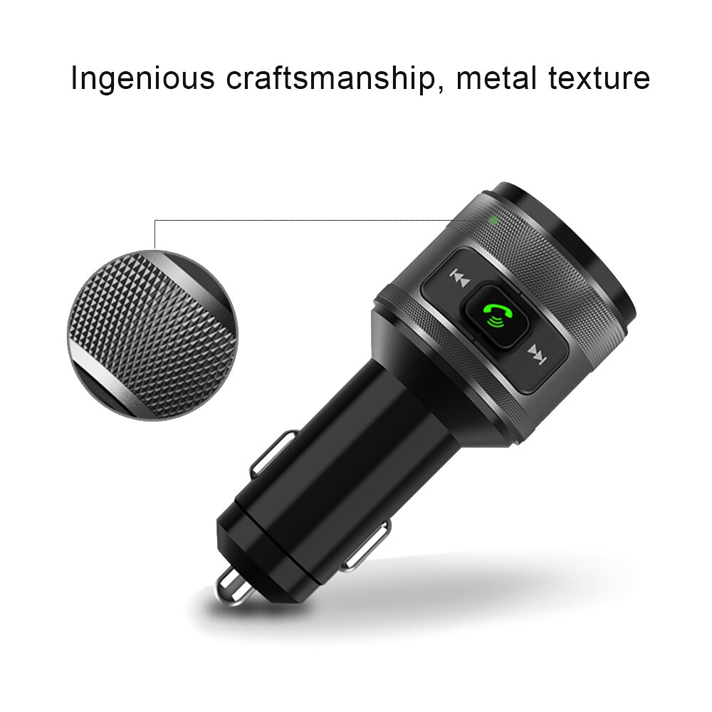 C57 Car Fm Transmitter Bluetooth 4.2 Car Charger QC 3.0 Car Charging Fast Charger QC3.0 Hands-free Dual USB Smart Chip Charger