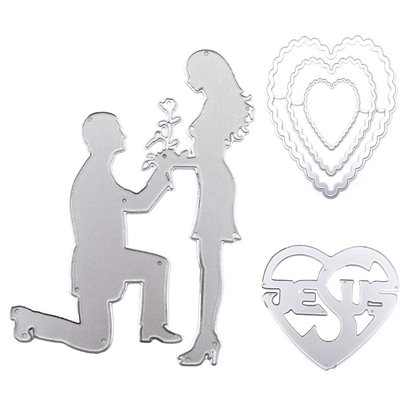 3PCS Cutting Dies Heart Cutting Dies Love Heart Embossing Stencils Templates for Scrapbooking,Valentine's Day Craft