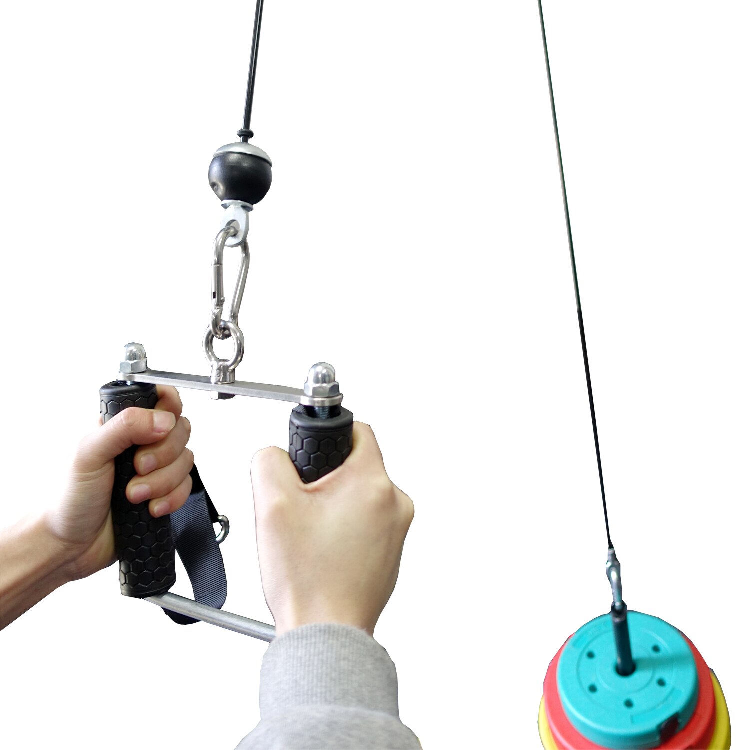 Gym Rowing Double D Handle Lat Push Down V Bar Cable Machines Attachment Multifunction Triceps Strength Workout Exercise Trainer