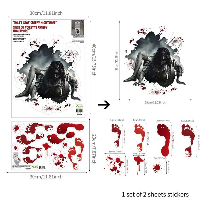 Halloween Toilet Wall Stickers Home Decoration Toilet Series Various Styles Horror Atmosphere Funny KTV Bar: 12