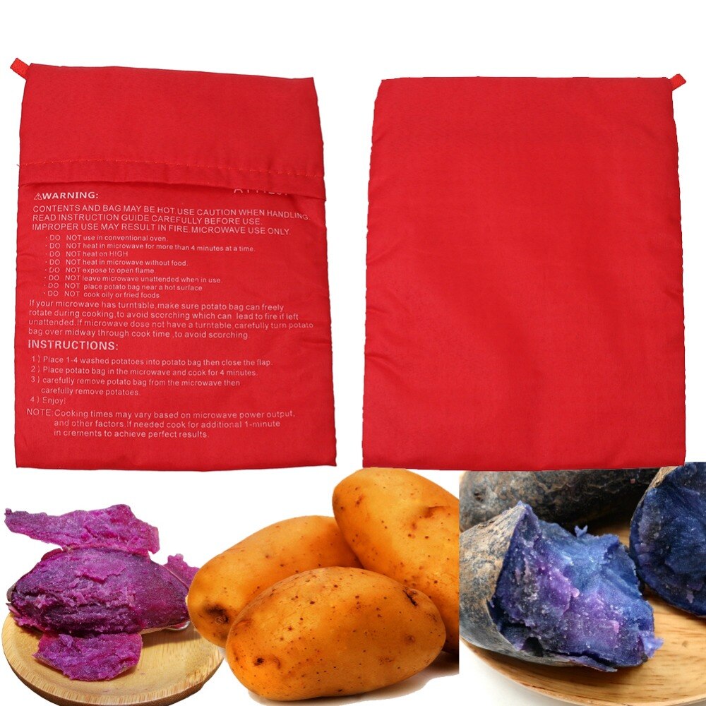 (3 Pack ) Microwave Potato Bag, Red 10 inch