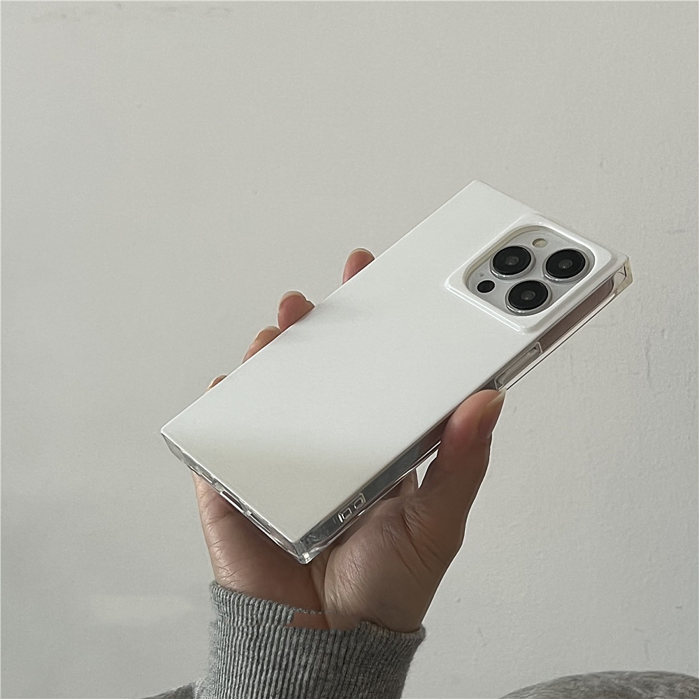 Funda de teléfono con marco cuadrado de lujo para iPhone, cubierta trasera suave, protección de cámara, , minimalista, Simple, UniSex, 15, 14, 13 Pro Max