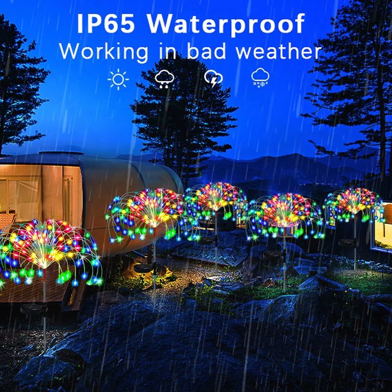 8 Modi Solar Feuerwerk Lichterkette Outdoor Garten Dekor Weg Lichter wasserdicht Hof Rasen Terrasse Landschaft Dekor Licht