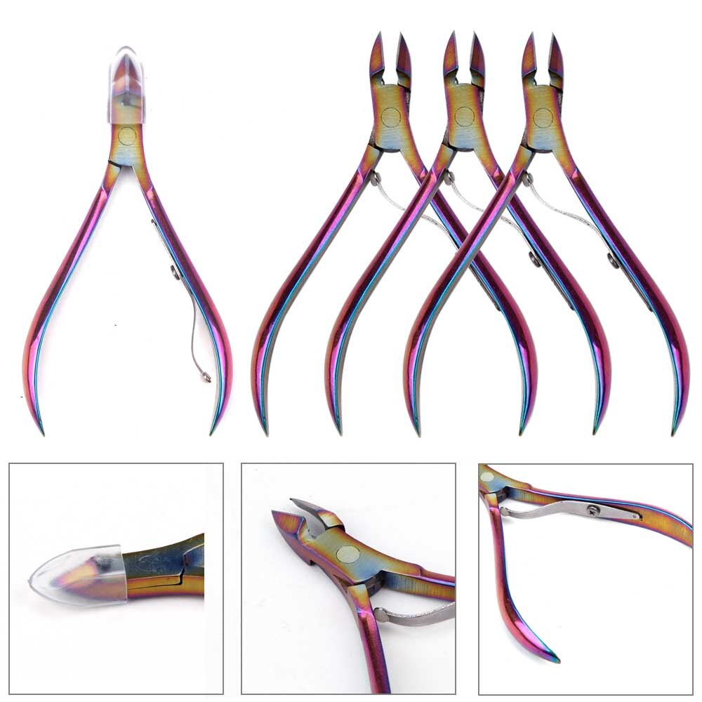 Tijeras de acero inoxidable para cortar cutículas de uñas, cortaúñas para dedos de los pies, cortador de bordes encarnadas, removedor de piel muerta, herramientas de manicura para arte de uñas