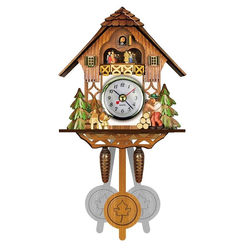 Wooden Cuckoo Wall Clock Bird Time Bell Swing Alarm Watch Home Art Decor Germany Black Forest Autoswinging Cuckoo Wall Clock