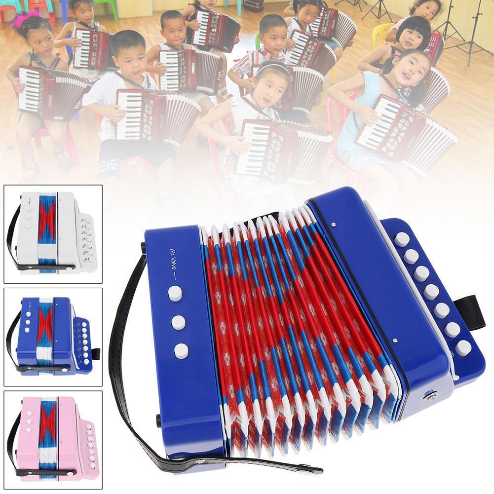 7 Keys 3 Buttons Mini Accordion Musical Instrument Children Kids Educational Birthday Accordion For Beginners Portabl E0r0