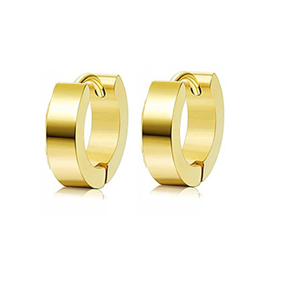 9 Pairs Stainless Steel CZ Stud Earrings Hoop Earrings Gauge Earrings Set for Men Women piercing earrings: 1 Pair Gold-B