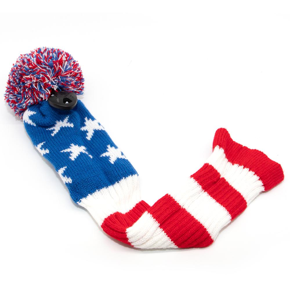Usa golf breiwol hoofdhoes 3 stuks/set golfclub hoofdhoesset amerika golf houten hoes 135 driver fairway hoofdhoezen met label
