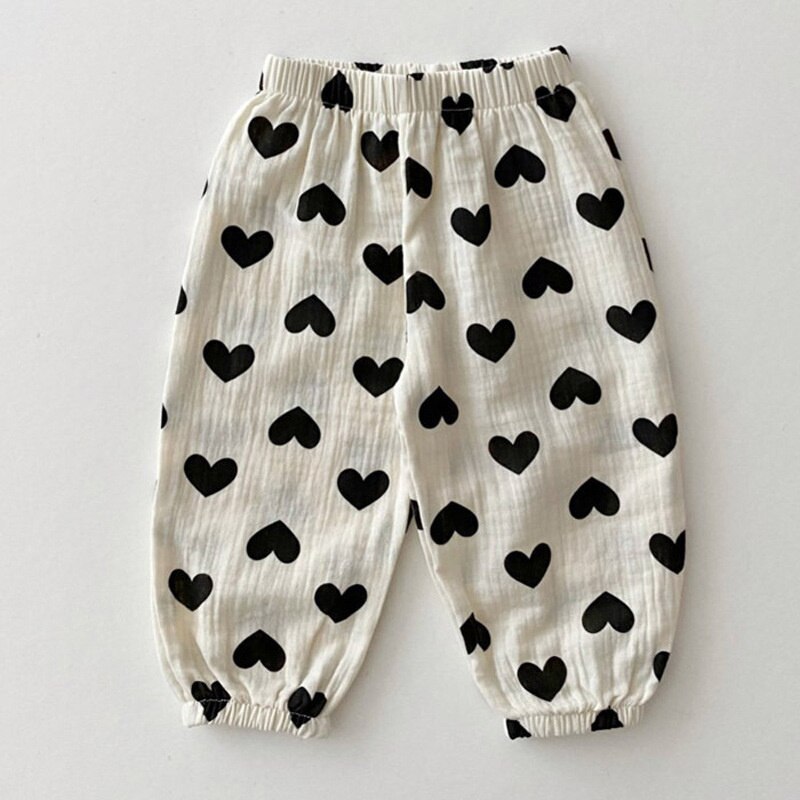 Koodykids-pantalones de algodón suave para bebés, pantalón sencillo con estampado de frutas, para primavera y otoño: heart pants / 9M-12M