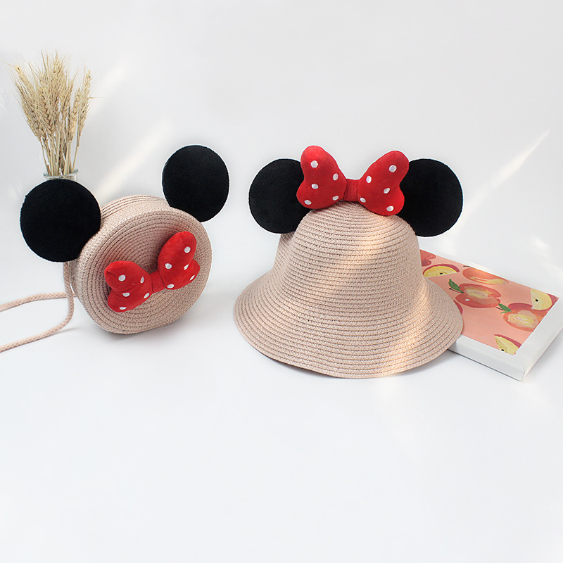 2024 neue Sommer Mädchen Strohhut Set Handtasche neue Blume Sonnenhut Strohhut Sonnenhut Kinder Mädchen Baby Strohhut Sombrero Sunset: WHITE