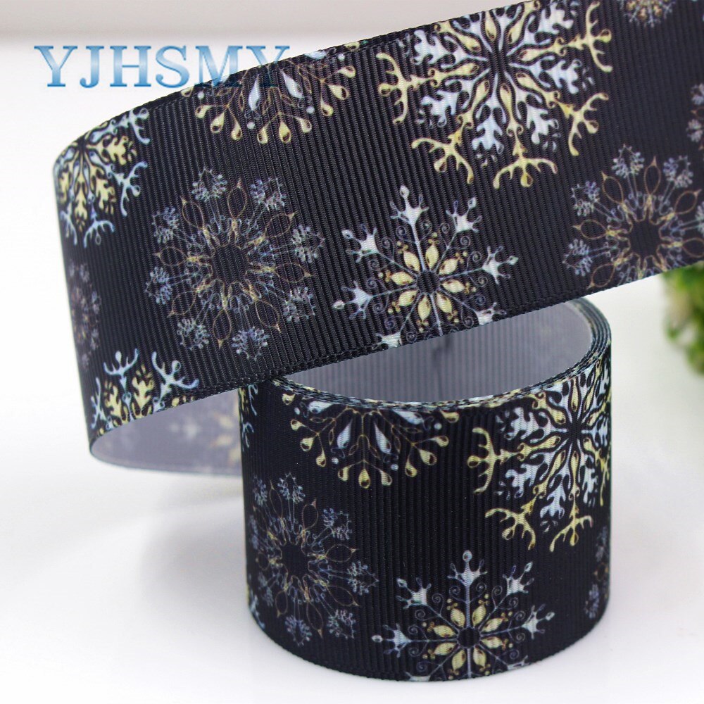 Yjhsmy g -181005-1320,38mm,5 yards vinter snöflinga band termotransfer tryckta grosgrain, plagg gör det själv handgjorda material