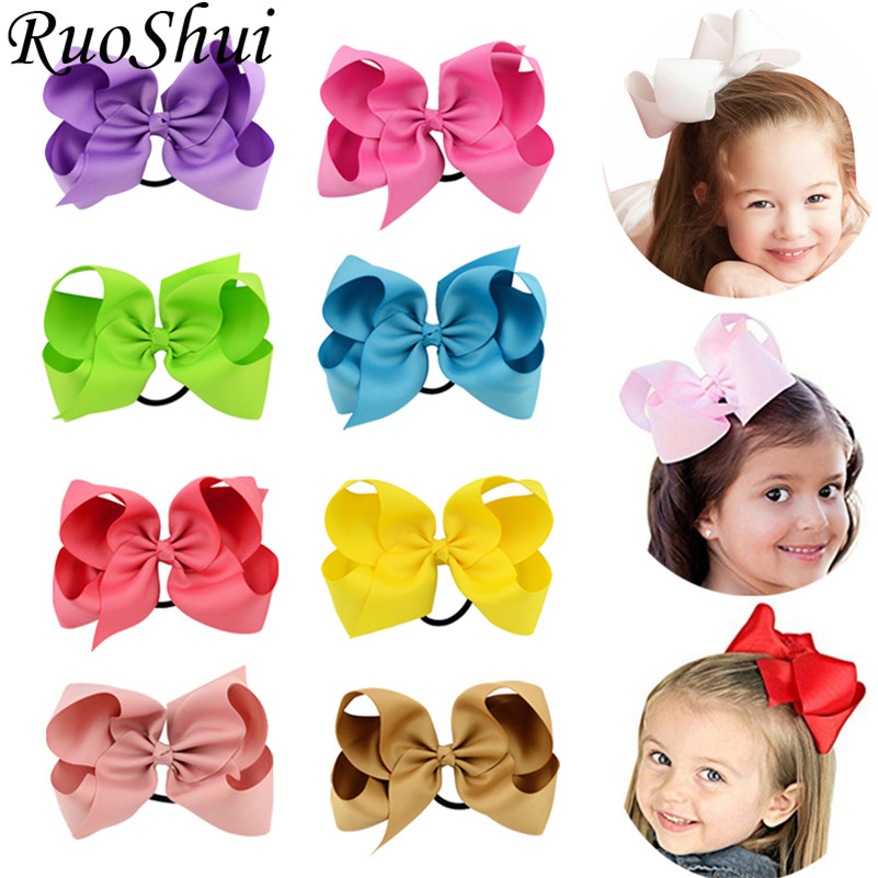 Lazos para el pelo de Color sólido de 6 pulgadas, gomas elásticas para el pelo, coleteros de goma para niña, accesorios para el cabello