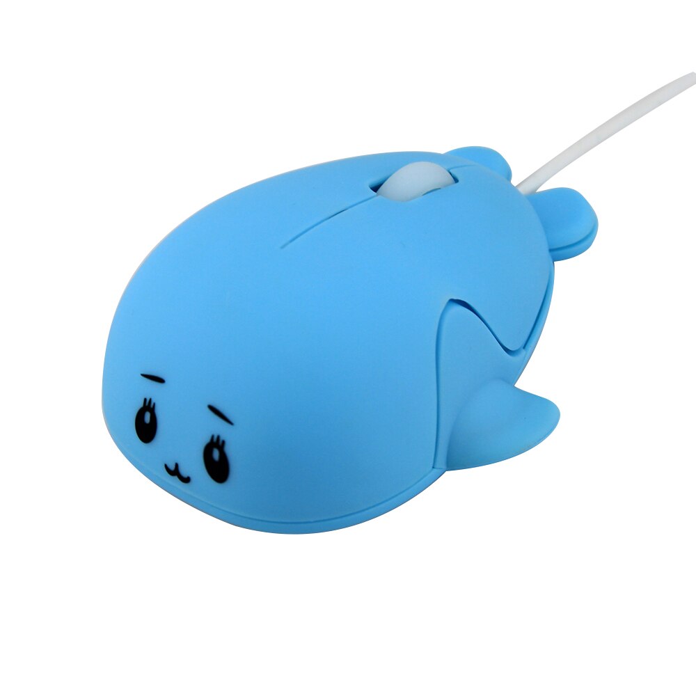 CHYI Wired Cute Animal Shape Pink Computer Mouse USB Optical 3D Optical Portable Mause 1600 DPI Mice for Children Laptop: Blue