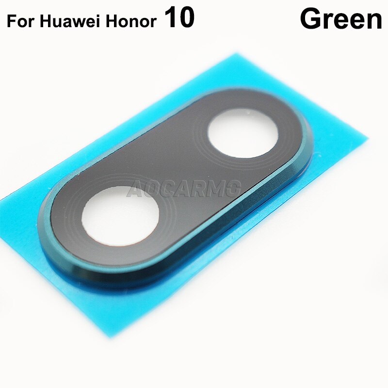 Aocarmo Voor Huawei Honor 10 /10 Lite Belangrijkste Camera Lens Rear Back Camera Lens Glas Met Frame Ring Cover sticker: 10 --Green