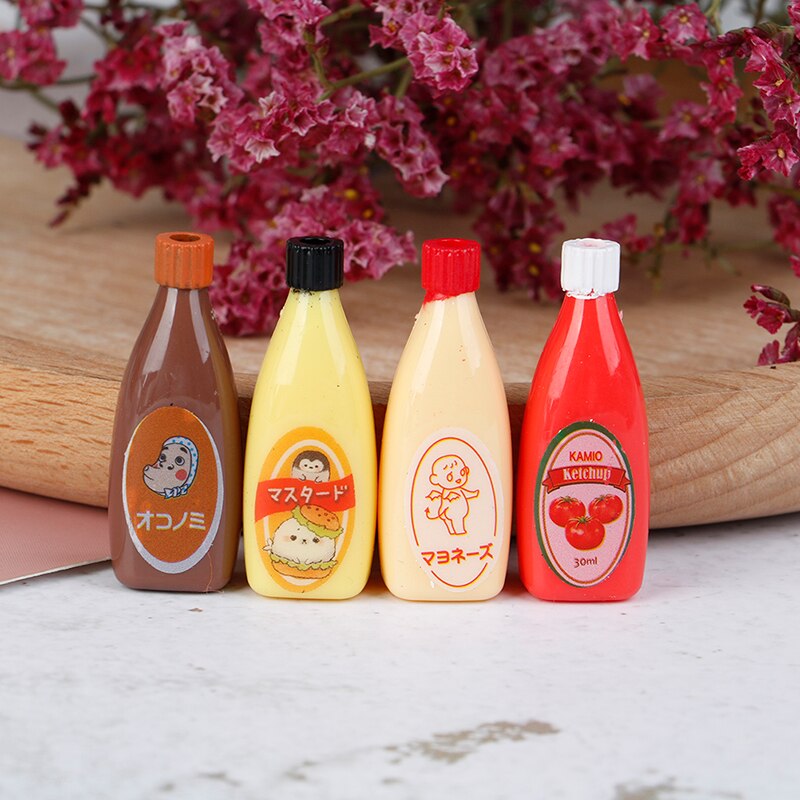 1:12 Dollhouse Miniature Food Mini Chocolate Sauce ketchup Jam Dolls Kitchen Toy