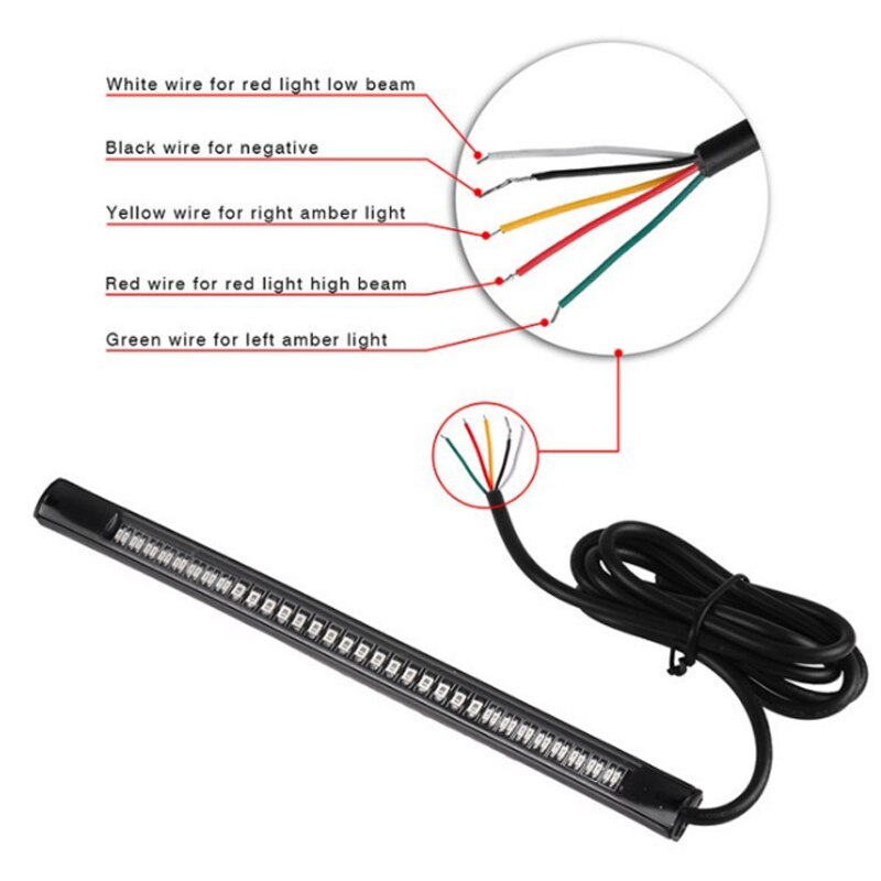 8 " motorcykel led baglygtestriber 48 led rød bremsebaglygte stop baglygte rav blinklys multifunktion vandtæt