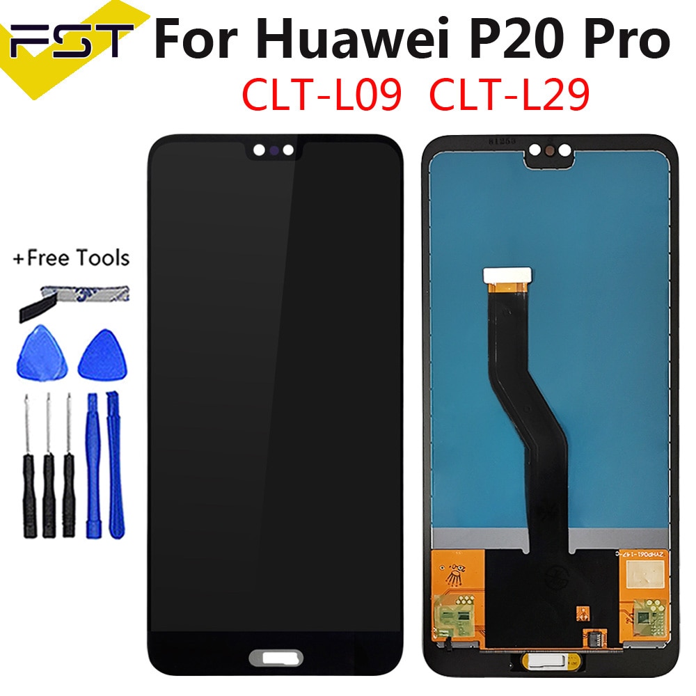 6.1 '' tft til huawei  p20 pro lcd -skærm+berøringsskærm digitaliseringsenhed udskiftning til huawei  p20 pro clt -l04 clt -l09 clt -l29