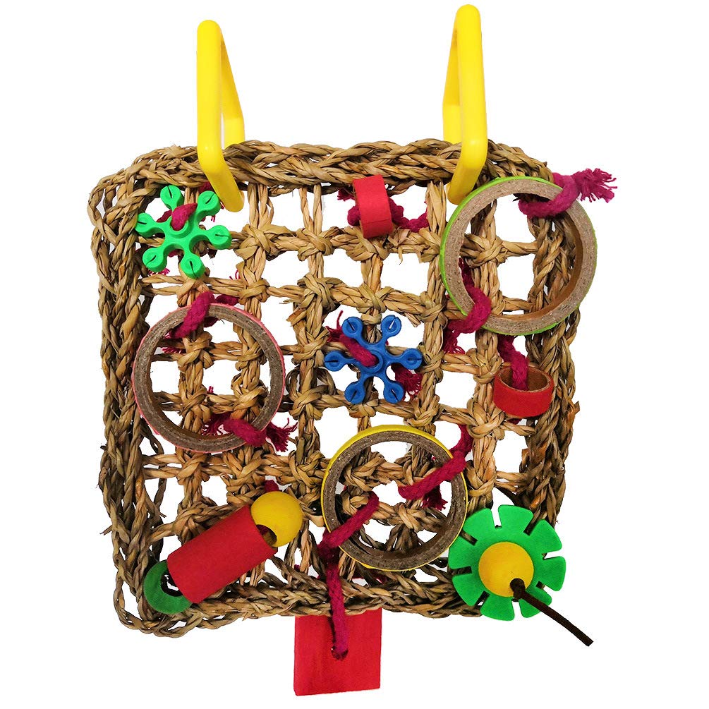 Bird Climbing Net Parrot Straw Braid Rope Hanging Foraging Wall for Parakeet Cockatiel Budgie Lovebird Cage Swing Toy: Default Title