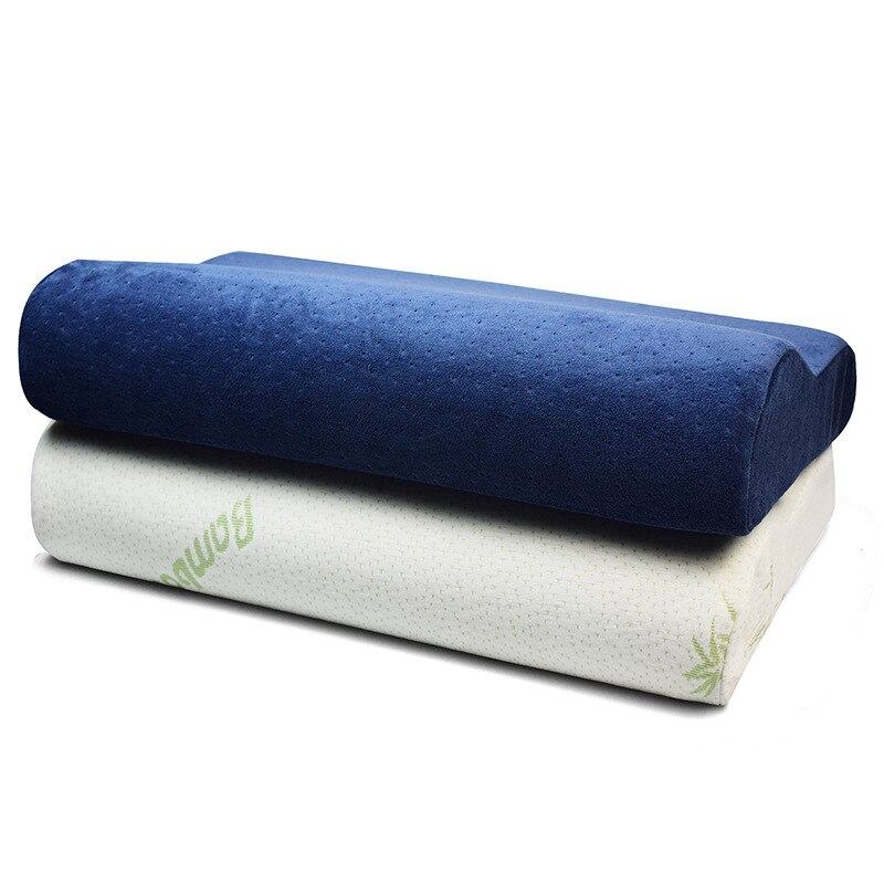 Bamboo Fiber Wave Shaped Latex Memory Foam Pillow Neck Therapy Comfort Velvet Fabric Slow Rebound Bed Pillow for Sleep
