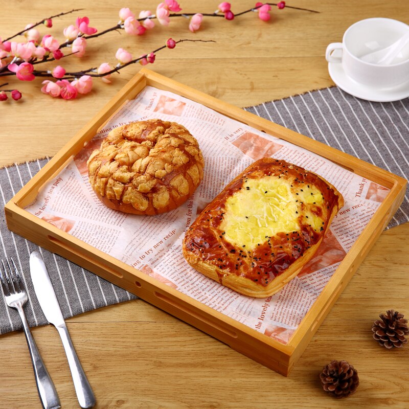 Eco-Friendly Wooden Serving Tray Natural Color Wood Cake Plate Bread Board Baking Store Display Plate Coffee/Tea Trays