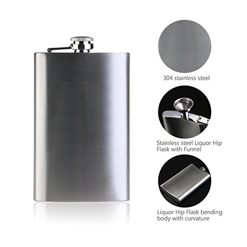 UPORS 10OZ Hip Flask with Funnel Portable Stainless Steel Pocket Flask Whiskey Vodka Alcohol Bottle Metal Screw Cap Liquor Flask