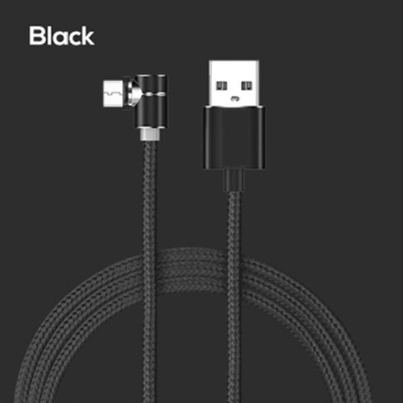 Micro usb type c latauskaapeli iphonelle samsung xiaomi redmi mangetic lataus usb kaapeli 90 asteen laturi microusb johto: Musta / Omenalle