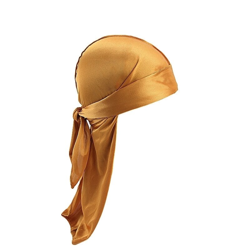 Satijnen zijdeachtige durags haarmutsen vrouwen pruiken tulband mannen effen kleur hiphop pet lange staart hoofddoek haarstylingtool wrap: Donker kaki