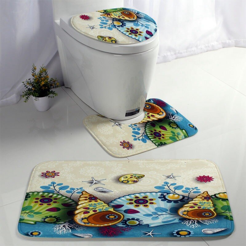 Fundas para asientos de inodoro, alfombras de franela Ocean World, alfombrilla de felpa para el baño, alfombrilla para el suelo del asiento, WC, tapa del inodoro, accesorios de baño: K