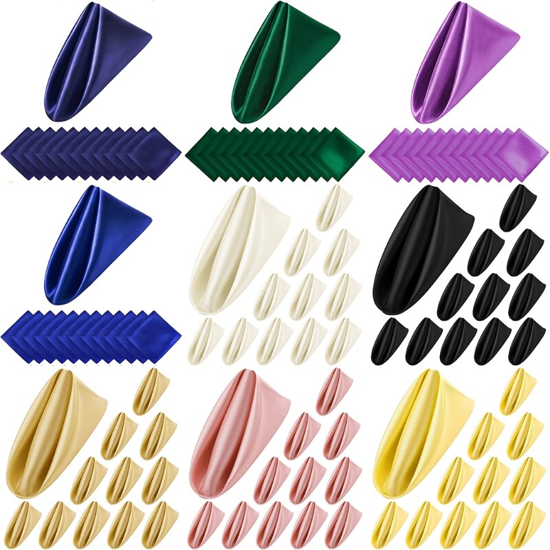 12pz 50cm tovaglioli di stoffa quadrato tessuto di raso tovagliolo tasca fazzoletto per matrimonio compleanno casa festa Hotel