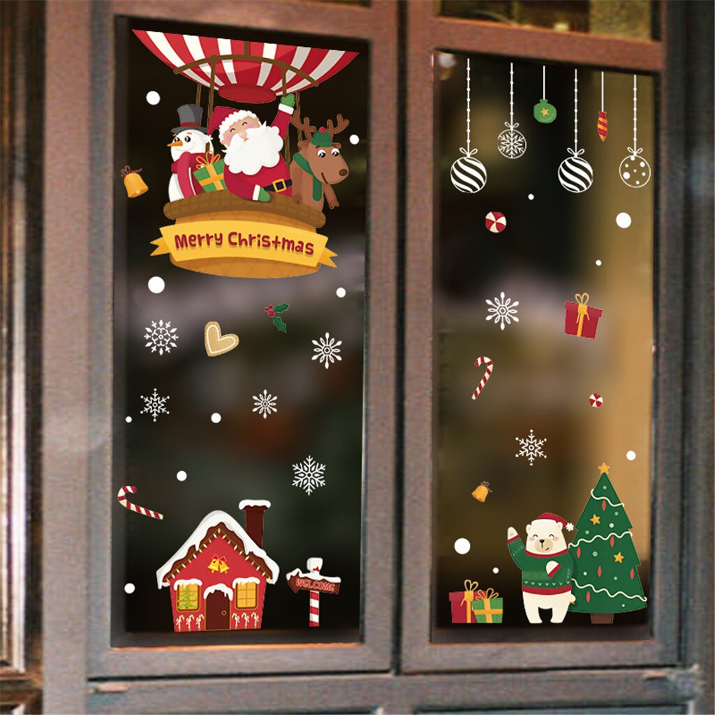Christmas Wall Stickers Home Decor Stickers Cute Christmas Window Stickers: C