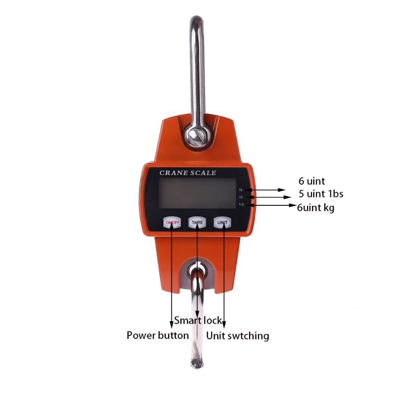 Electric Hook Scale Hanging Digital Balance Scale With Dismountable S-Hook Pounds Kg Unit For Weighing Luggages Vertically Place