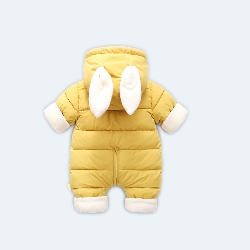 Novo nascido moda inverno engrossar crianças snowsuit algodão-acolchoado roupas da menina do bebê menino mais veludo bonito macacões bodysuit: Yellow / 73CM