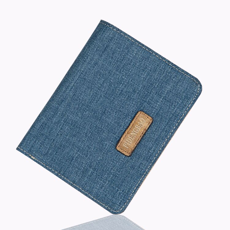 Heren Bifold Portefeuilles Card En Cash Houder Grijs Canvas Portemonnee Carteiras Beroemde Mode Luxe: Vertical Blue