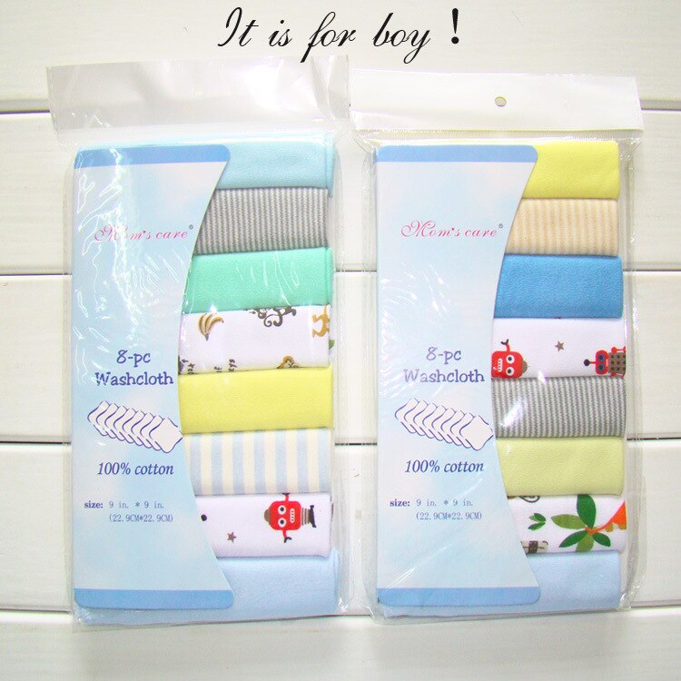 8pcs/pack Cotton Newborn Baby Towels Saliva Towel Nursing Towel Baby Boys Girls Bebe Toalha Washcloth Handkerchief Cloth Wipes: 1Pack For Boys