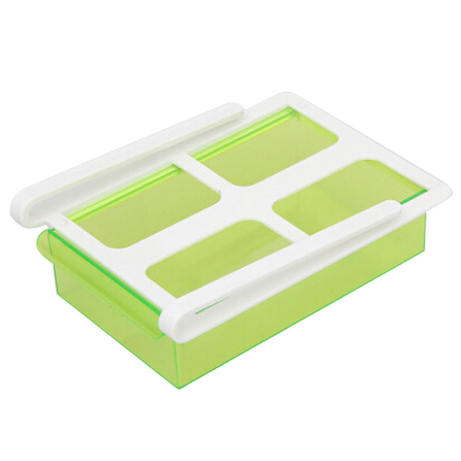 Slide Fridge Freezer Organizer Refrigerator Storage Tray with Lid Rack Reusable Shelf Drawer Organization Cutlery INTE99: Green