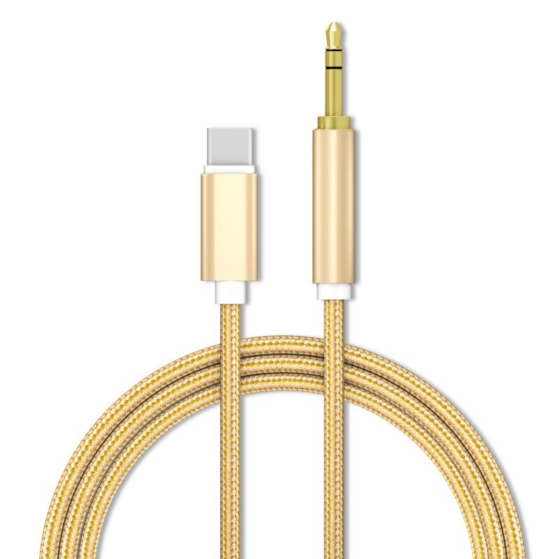 USB Tpye C naar 3.5mm AUX Kabel Type-C/Voor Iphone male naar 3.5mm Jack mannelijke Auto AUX Audio Adapter voor Bliksem AUX Kabel 1M: Goud