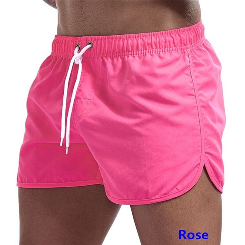 2022 nuovi pantaloncini uomo estate Plus Size sottile spiaggia corto sport Casual abbigliamento corto Spodenki Short Homme: rose red / M